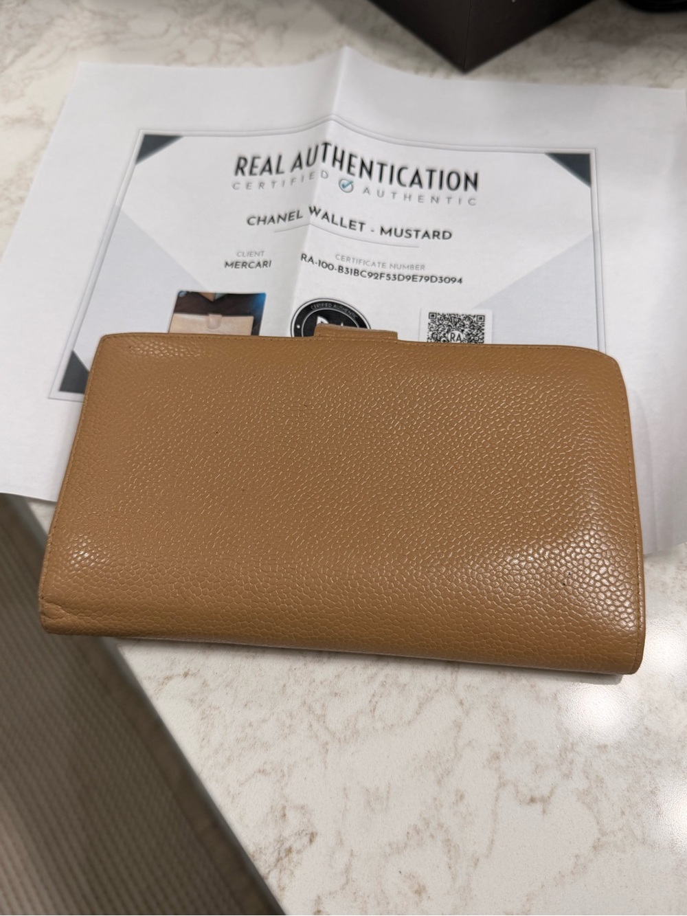 CHANEL Mustard Caviar Leather Wallet - Picture 2 of 4